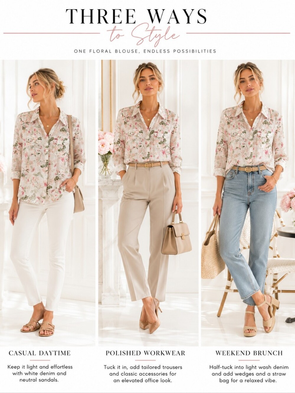 Croft & Barrow 100% Cotton Floral Button Down Blouse Size Small - Picture 4 of 11